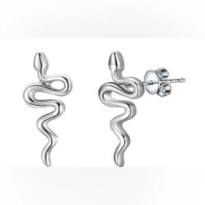 1 LEFT! Mini Silver Snake Stainless Steel Stud Earrings